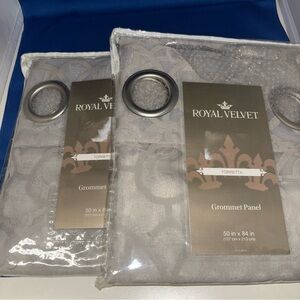 JCP Royal Velvet Torretta Grommet  Panel, 50" x 84" SET OF TWO Soft Platinum